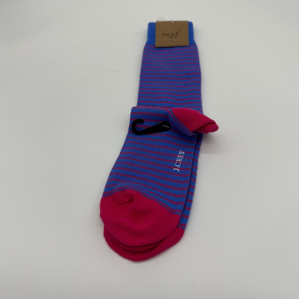 J‎ Crew Socks Lightweight Mens One Size Blue Red Knit Comfort Casual Stretch NEW